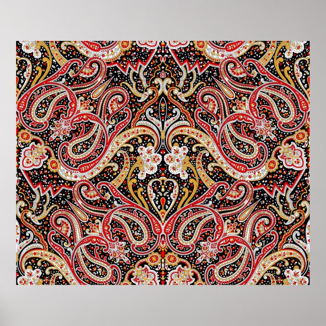 Póster traditional indian paisley pattern (Frente)