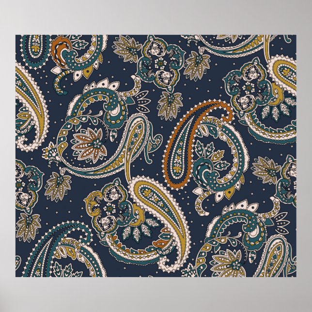 Póster Traditional Indian Paisley pattern on backgroundpa (Frente)