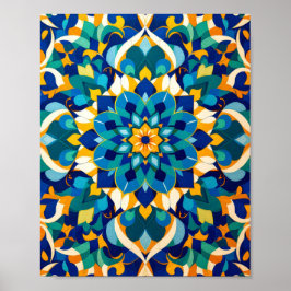 Póster Traditional Moroccan Zillij Geometric Tile Pattern
