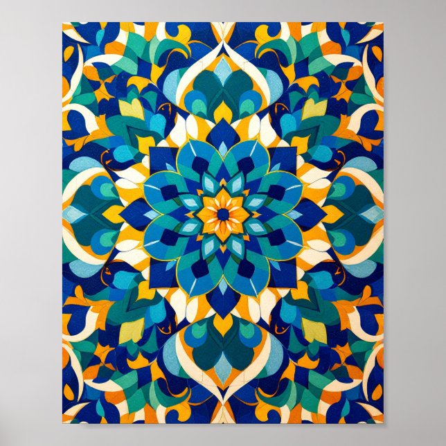 Póster Traditional Moroccan Zillij Geometric Tile Pattern (Frente)