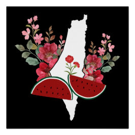 Póster Traditional Palestine elements in palestine map