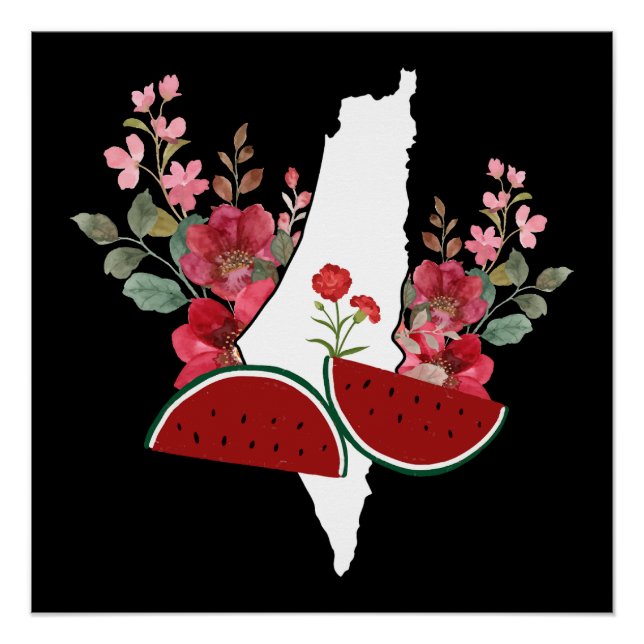 Póster Traditional Palestine elements in palestine map (Anverso)