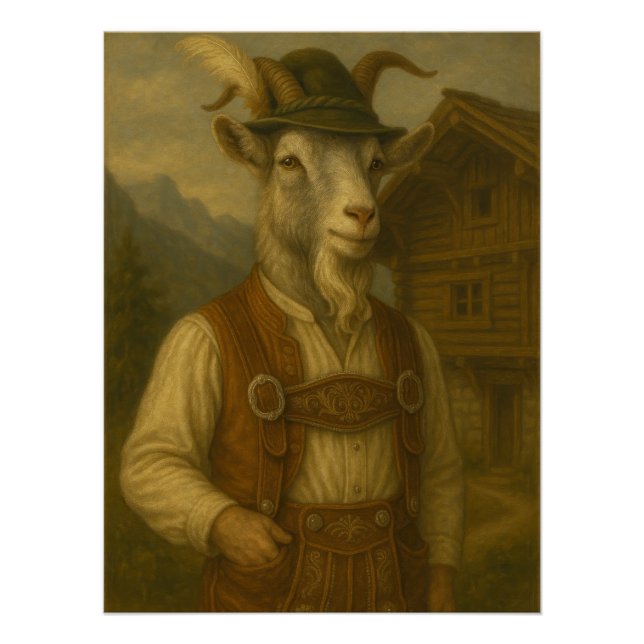 Póster Traditional Swiss Alpine Goat | Bavarian Folk Port (Anverso)