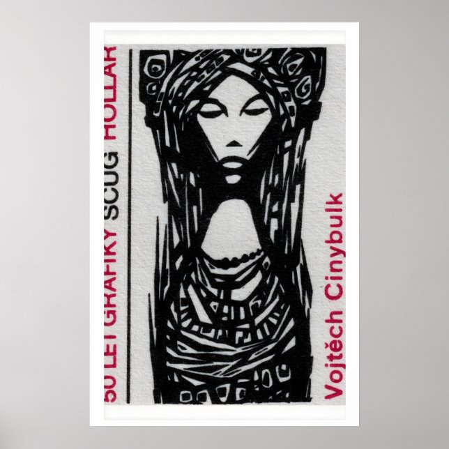 Póster Traditional Woman Matchbox Art Print, Czech (Frente)