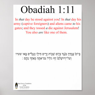 Póster Traducción de código abierto Obadiah 1:11 Poster