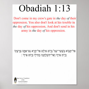 Póster Traducción de código abierto Obadiah 1:13 Poster