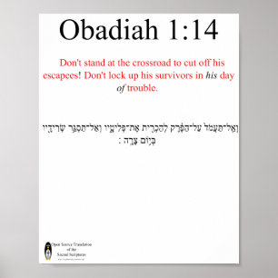 Póster Traducción de código abierto Obadiah 1:14 Poster