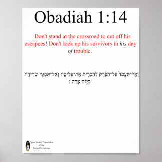Póster Traducción de código abierto Obadiah 1:14 Poster
