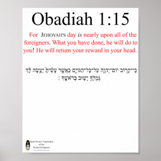 Póster Traducción de código abierto Obadiah 1:15 Poster
