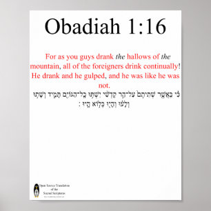 Póster Traducción de código abierto Obadiah 1:16 Poster