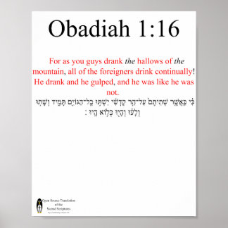 Póster Traducción de código abierto Obadiah 1:16 Poster