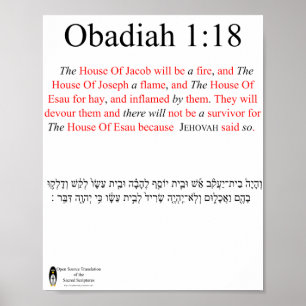 Póster Traducción de código abierto Obadiah 1:18 Poster