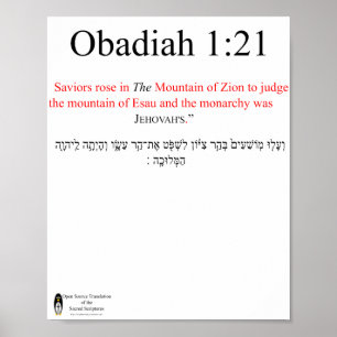 Póster Traducción de código abierto Obadiah 1:21 Poster