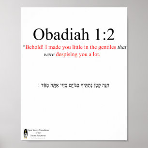Póster Traducción de código abierto Obadiah 1:2 Poster