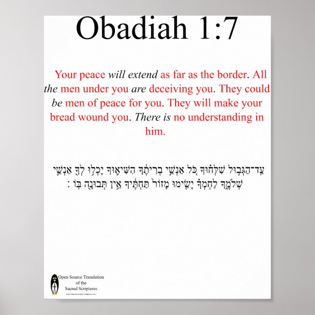 Póster Traducción de código abierto Obadiah 1:7 Poster (Frente)