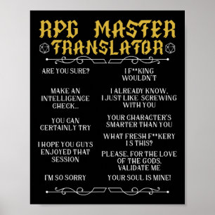 Póster Traductor Maestro De Rpg D20 Juegos De Mesa Divert