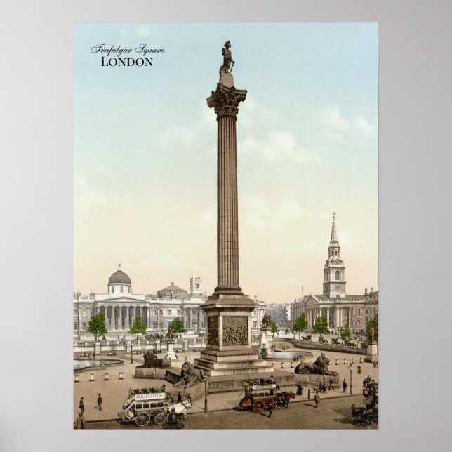 Póster Trafalgar Square en Londres (1900) (Frente)