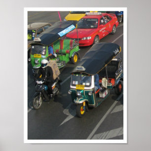 Póster Tráfico de Bangkok... Carreras Tuk Tuk