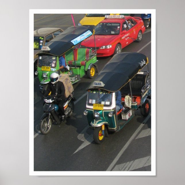 Póster Tráfico de Bangkok... Carreras Tuk Tuk (Frente)