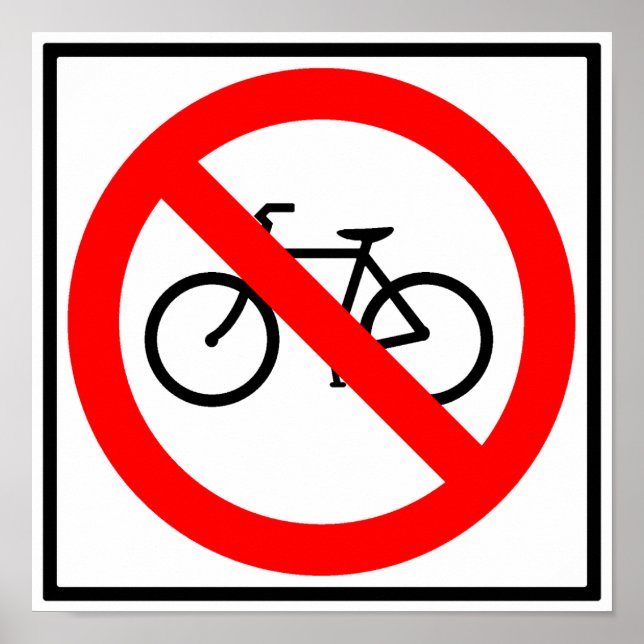Póster Tráfico de bicicletas Rótulo de autopista prohibid (Frente)