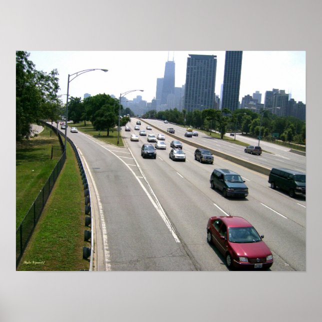 Póster Tráfico en hora punta en Chicago (Frente)