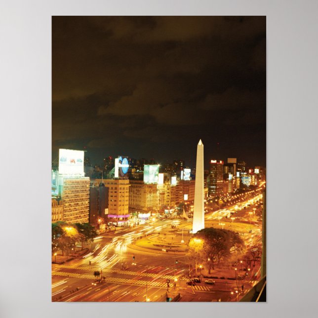 Póster Tráfico Nocturno Y Monumento (Frente)