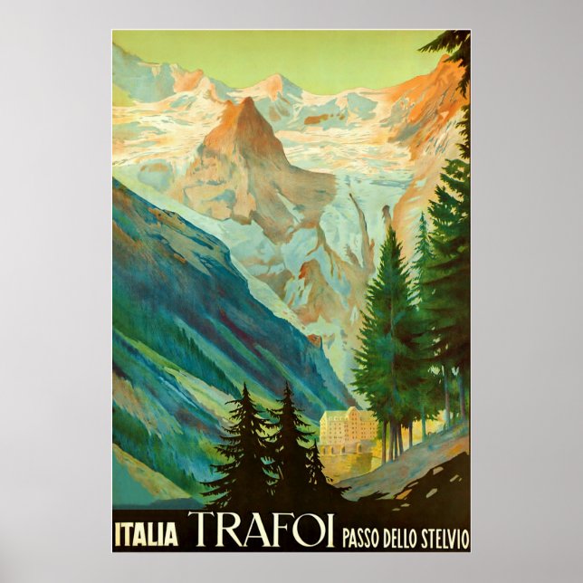 Póster Trafoi~Passo dello Stelvio~Vintage Travel Canvas (Frente)