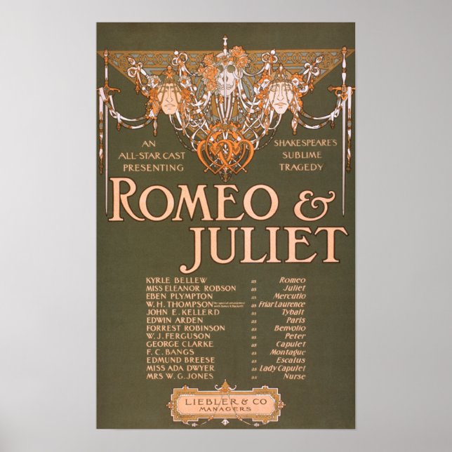 Póster Tragedia sublime de Shakepeare "Romeo & Juliet" (Frente)