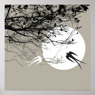 Póster Tragos de Oriental en poster del gris del zen del