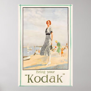 Póster Traiga su cámara Kodak cámara 1925 estilo vintage