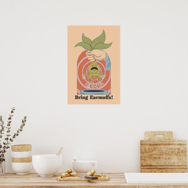Póster "¡Traigan orejeras!" Gráfico de Mandrake gritando (Cocina)