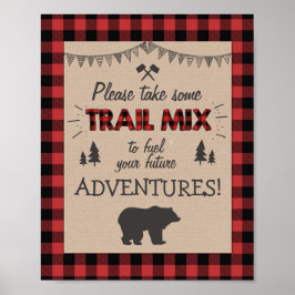 Póster Trail mix Bar Rótulo Lumberjack tablero Signo cump