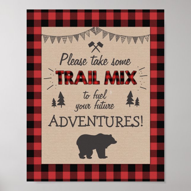 Póster Trail mix Bar Rótulo Lumberjack tablero Signo cump (Frente)