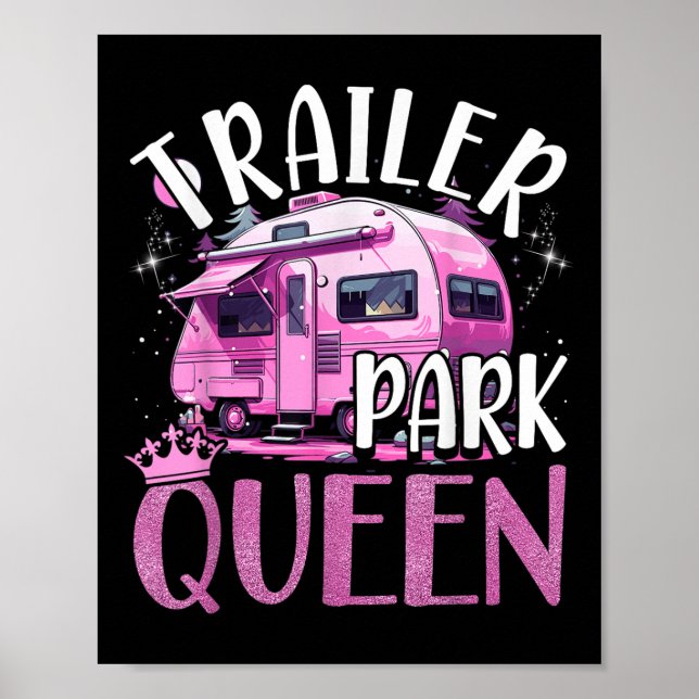 Póster Trailer Park Queen Funny Camping Pink Trailer Cara (Frente)
