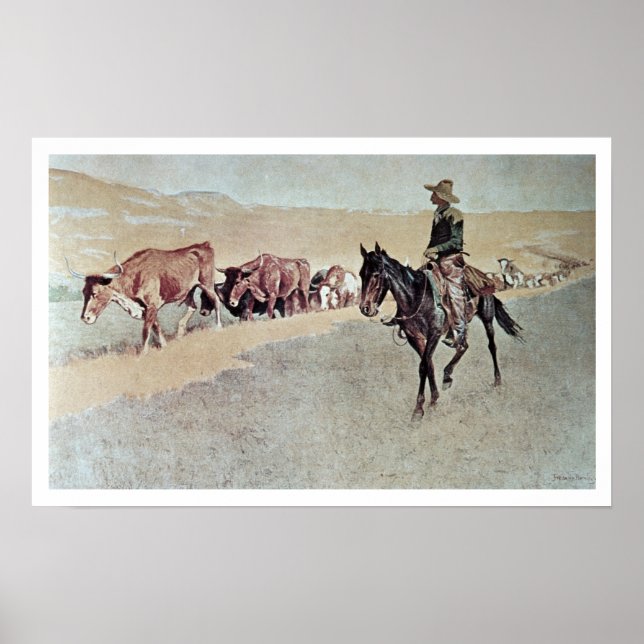 Póster Trailing Texas Longhorns (aceite en lienzo) (Frente)