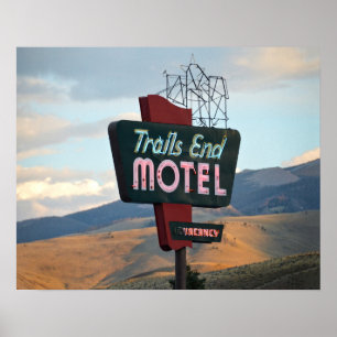 Póster Trails End Motel Rótulo, Wyoming