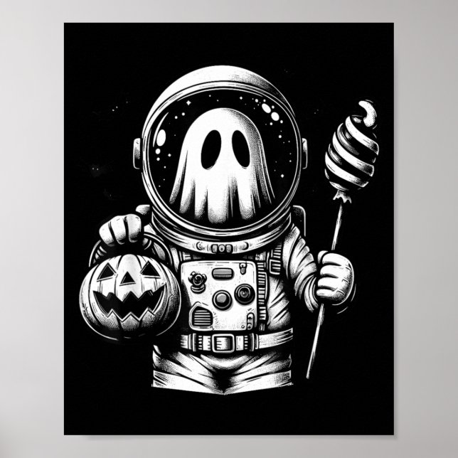 Póster Traje de astronauta de Halloween fantasma animal B (Frente)