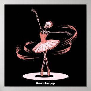 Póster Traje de baile de ballet de esqueleto de Halloween