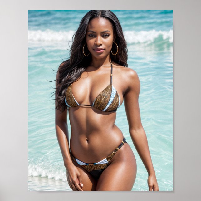 Póster Traje de baño marrón del modelo bikini africano am (Frente)