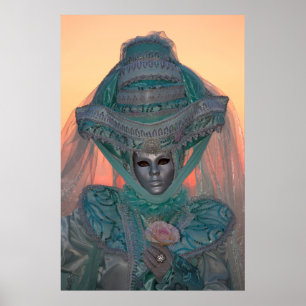 Póster Traje de Carnaval Azul, Venecia