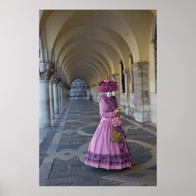 Póster Traje de Carnaval Femenino, Venecia (Frente)