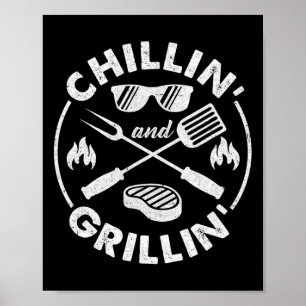 Póster Traje de Chillin y Grillin Divertido Papá Asando a