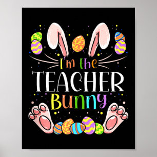 Póster Traje de conejo de Pascua para maestro, partido fa