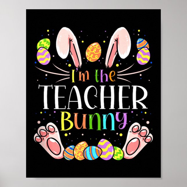 Póster Traje de conejo de Pascua para maestro, partido fa (Frente)
