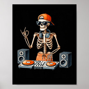 Póster Traje de Dj Esqueleto Halloween Tornamesa Música D