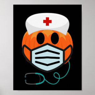Póster Traje de Enfermera de Calabaza Divertido y Espeluz