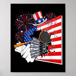 Póster Traje de equipo de bádminton Bandera americana 4 d