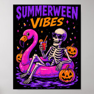 Póster Traje de esqueleto de Halloween de verano espeluzn