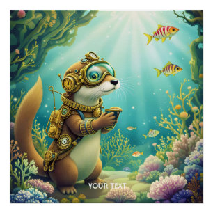 Póster Traje de fantasía adorable nutria steampunk