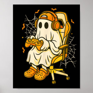 Póster Traje de fantasma de jugador para Halloween Funny